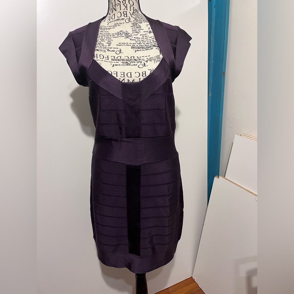 French Connection Women's Scoop Neck Sleeveless Bandage Mini Dress Purple Size 8